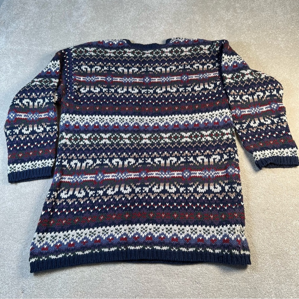 American Eagle Pullover Sweater Knit Patterned Blue Crew Neck women's medium - Picture 9 of 9